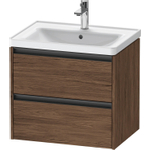 Duravit Ketho 2 meuble sous-lavabo avec 2 tiroirs 63.4x45.5x54.9cm avec poignées noyer foncé mat anthracite SW771882