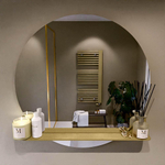 Mondiaz SPOT Miroir de salle de bain - rond 90cm - plan de miroir - couleur Oro SW1235575