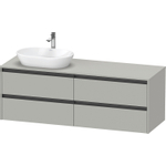 Duravit Ketho.2 Wastafelonderbouwkast - inclusief consoleplaat - met 4 laden - voor waskom links - 160x55x56.8cm - met handgrepen antraciet - betongrijs mat SW772670
