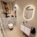 MONDIAZ TURE-DLUX Meuble toilette - 60cm - Rosee - EDEN - vasque Glace - position centrale - sans trou de robinet SW1103449