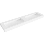 MONDIAZ AVON Vrijhangende wastafel - 195cm - wasbak dubbel - rand 12cm - Solid surface Talc SW857243