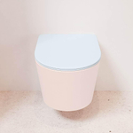 Mondiaz LAVIE WC suspendu – sans bride – 36 x 53 cm – avec abattant softclose – Rosee (rose), abattant Clay (bleu clair/gris) SW1208591