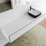 Mondiaz Lagom Meuble salle de bains 160x30.9x45cm Solid Surface Urban 2 tiroirs avec lavabo BINX vasque à poser Droite 1 trou de robinet SW409328