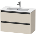 Duravit Ketho.2 Wastafelonderbouwkast - met 2 laden - 81x39x54.9cm - met grepen antraciet - taupe supermat SW772071