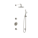 Hotbath Buddy IBS Ensemble de douche de tête - bras mural 35 cm - tête de douche ronde 20 cm - douchette 3 jets - barre de douche - nickel brossé SW298884