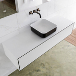 Mondiaz Lagom Meuble salle de bains 140x30.9x45cm Solid Surface Urban 1 tiroir avec lavabo BINX vasque à poser Centre sans trous de robinet SW409313