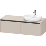 Duravit Ketho.2 Wastafelonderbouwkast - inclusief consoleplaat - met 2 laden - voor waskom rechts - 140x55x45.9cm - met handgrepen antraciet - taupe mat SW772821
