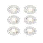 QAZQA Xena spot encastré - set de 6 - 8x8cm - IP44 - rond - blanc mat SW1209721
