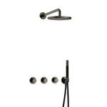 Hotbath Cobber ensemble de douche pluie encastré – douche de tête Ø 20 cm – bras mural courbé 38.5 cm – douchette bâton 1 jet – fer antique SW677623