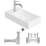 Nemo Spring Keyna Set lave-mains 40x22cm sans trop-plein avec robinet et siphon solid surface blanc SW385461