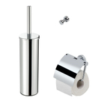 Geesa Nemox Toiletaccessoireset - Toiletborstel met houder - Toiletrolhouder met klep - Handdoekhaak - Chroom 0653636