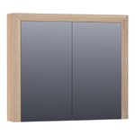 Saniclass Massief eiken Spiegelkast - 80x70x15cm - 2 links/rechtsdraaiende spiegeldeuren - Hout Smoked oak SW223483