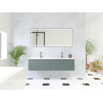 HR badmeubelen Matrix 3D Ensemble meuble de salle de bains 160cm 2 tiroirs sans poignées avec profil de prise en couleur Petrol mat avec lavabo thin 2 trous de robinet blanc mat SW857147