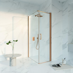 Fortifura Galeria Douchecabine - 60x100x200 - Profiel veiligheidsglas - antikalk - PVD - geborsteld koper SW1444081