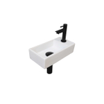 Ink Versus fonteinset – 36x18x9 cm – porselein wit – kraangat rechts – mat zwarte kraan SW493376