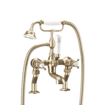 Crosswater Belgravia Badkraan - staand - 2 gats - handoucheset - kruisgreep geborsteld - messing (goud) SW1175908