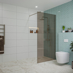 Fortifura Galeria inloopdouche - 100x200cm - rookglas - wandarm - PVD - geborsteld gunmetal (antraciet) SW876927