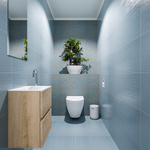MONDIAZ ADA Meuble de toilettes - 40x30x50cm - 1 trou de robinet - 2 tiroirs - chêne blanchi mat - vasque à gauche - Solid surface - Blanc SW472757