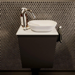 Mondiaz fowy armoire de toilette 40x50x23cm urban matt 1 trou pour robinetterie évier : droit 1 porte solid surface avec top mdf couleur évier : blanc SW760836