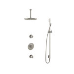 Hotbath Buddy IBS - Regendoucheset - 15cm plafondarm - 30cm ronde hoofddouche - staafhanddouche - glijstang - 2 stopkranen - geborsteld nikkel (RVS) SW298891