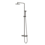 IVY Bond Ensemble de douche à effet pluie - apparent - pomme de douche principale medium 25 cm - douchette à main jet satiné - métal noir brossé PVD SW1032499