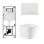QeramiQ Dely Toiletset - 36.3x51.7cm - diepspoel - rimless - Geberit UP320 inbouwreservoir - met Burda frame - softclose toiletzitting - glans witte bedieningsplaat - rechthoekige knoppen - wit mat SW1102471
