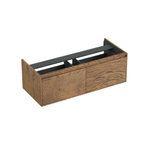 Forzalaqua Reno 2.0 wastafelonderkast 120x51x40cm met 2 softclose greeploze lades Massief Eiken Castle Brown SW492353