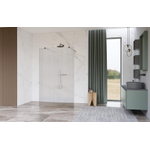 Fortifura Galeria Vrijstaande Inloopdouche - 90x200cm - Helder geribbeld - antikalk - 8mm veiligheidsglas - wandsteunen - Geborsteld Gunmetal PVD SW992916