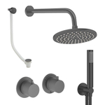 Crosswater MPRO Module ensemble de douche pluie encastré – douche de tête Ø 20 cm – 2 leviers – support fixe – vidage de baignoire – gunmetal SW1472426