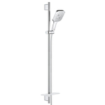 GROHE Rainshower Smartactive 130 Cube Glijstangset - 90cm - vierkante handdouche - 3 straalsoorten - gladde doucheslang - met zeepschaal - chroom SW452833