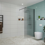 Fortifura Galeria paroi de douche - 90x200cm - verre cannelé - 8mm - bras mural - noir mat SW876965