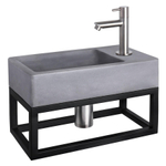 Differnz Force pack lave-mains – 40 x 22 x 8 cm – béton gris – robinet droit chromé mat – avec cadre noir SW373127