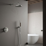 Hotbath Archie IBS30A Ensemble de douche encastré - complet - thermostatique - 2 fonctions - inverseur - bras mural 40cm - douche principale ronde 20cm - douchette à main - inox SW230344