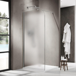 Fortifura Galeria Douche à l'italienne - 140x200cm - paroi en verre arrondie - gauche - verre mat - bras mural - inox brossé PVD (inox) SW1420730