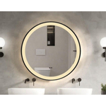 Saniclass Lonato Badkamerspiegel - rond - diameter 120cm - geintegreerde LED verlichting - spiegelverwarming - infraroodbediening - mat zwart SW643408