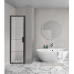 Aqua Vista Triple Draaideur - 100x200 cm - 8mm - helder glas - onderdeel hoekcabine - mat zwart SW969926