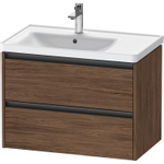Duravit Ketho.2 Wastafelonderbouwkast - met 2 laden - voor waskom links - 78.4x45.5x54.9cm - met grepen antraciet - donker noten mat SW772885