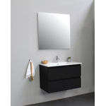 Basic Bella Meuble lavabo céramique avec 1 trou de robinet 80x55x46cm Flat Pack Noir mat SW538928