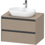 Duravit ketho 2 meuble sous lavabo avec plaque console et 1 tiroir 80x55x56.8cm avec poignée anthracite lin mat SW773047
