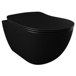 Creavit Hangend Toiletset - 35.3x51cm - RVS Bidetsproeier - spoelrandloos - met zitting - mat zwart SW1233322