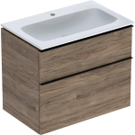 Geberit ICon wastafel - 75cm - met onderkast - 2 la - softclose - noten hickory (hout) SW637591