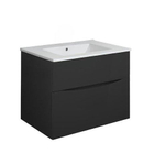 Crosswater Glide II ensemble de meubles de salle de bain - 50x45x52cm - 2 tiroirs lavabo sans poignée - blanc - noir mat SW892745