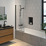 Sealskin Hooked paroi de baignoire - 75 cm - verre de sécurité clair 6 mm - avec revêtement Sealglas - noir mat SW1471992