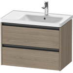 Duravit Ketho.2 Wastafelonderbouwkast - met 2 laden - voor waskom rechts - 78.4x45.5x54.9cm - met grepen antraciet - eiken terra mat SW772388