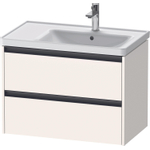 Duravit Ketho.2 Wastafelonderbouwkast - met 2 laden - voor waskom rechts - 78.4x45.5x54.9cm - met grepen antraciet - wit supermat SW772259