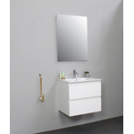 Basic Bella Meuble avec lavabo céramique avec 1 trou de robinet avec miroir 60x55x46cm Flat Pack Blanc haute-brillance SW538712