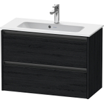 Duravit Ketho 2 wastafelonderbouwkast met 2 laden 81x39x54.9cm met grepen antraciet eiken zwart mat SW772303