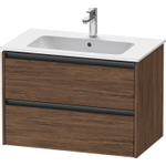 Duravit Ketho.2 Wastafelonderbouwkast - met 2 laden - 81x48x55cm - met grepen antraciet - donker noten mat SW772730