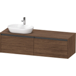 Duravit Ketho 2 meuble sous-lavabo avec plan de console avec 2 tiroirs pour vasque à gauche 160x55x45.9cm avec poignées anthracite noyer foncé mat SW772215
