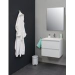 Basic Bella Meuble avec lavabo acrylique 1 trou de robinet 60x55x46cm avec armoire toilette à 1 porte gris Blanc brillant SW398097